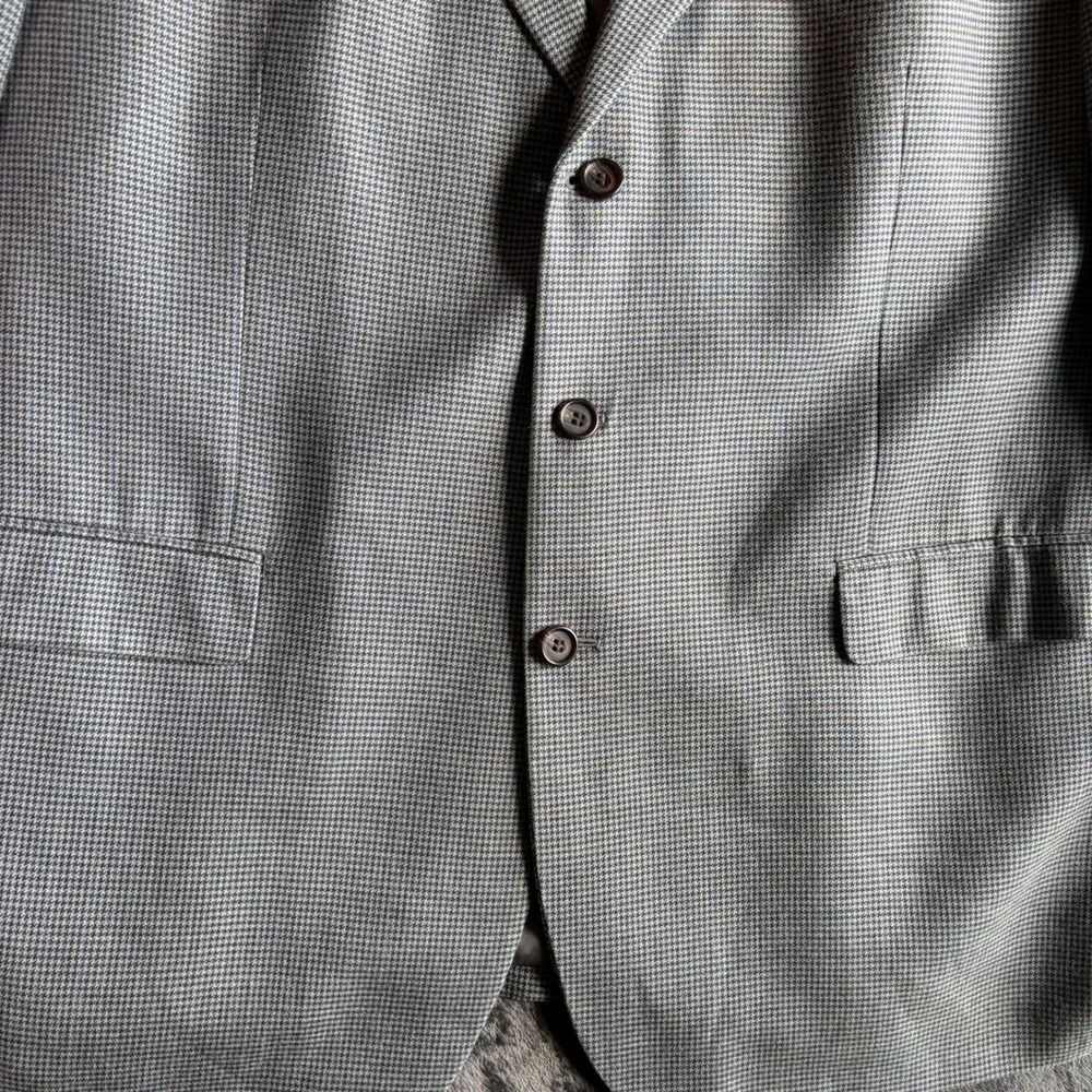 Ralph Lauren Silk Wool Houndstooth Sport Coat Blazer Grey Mens 50L